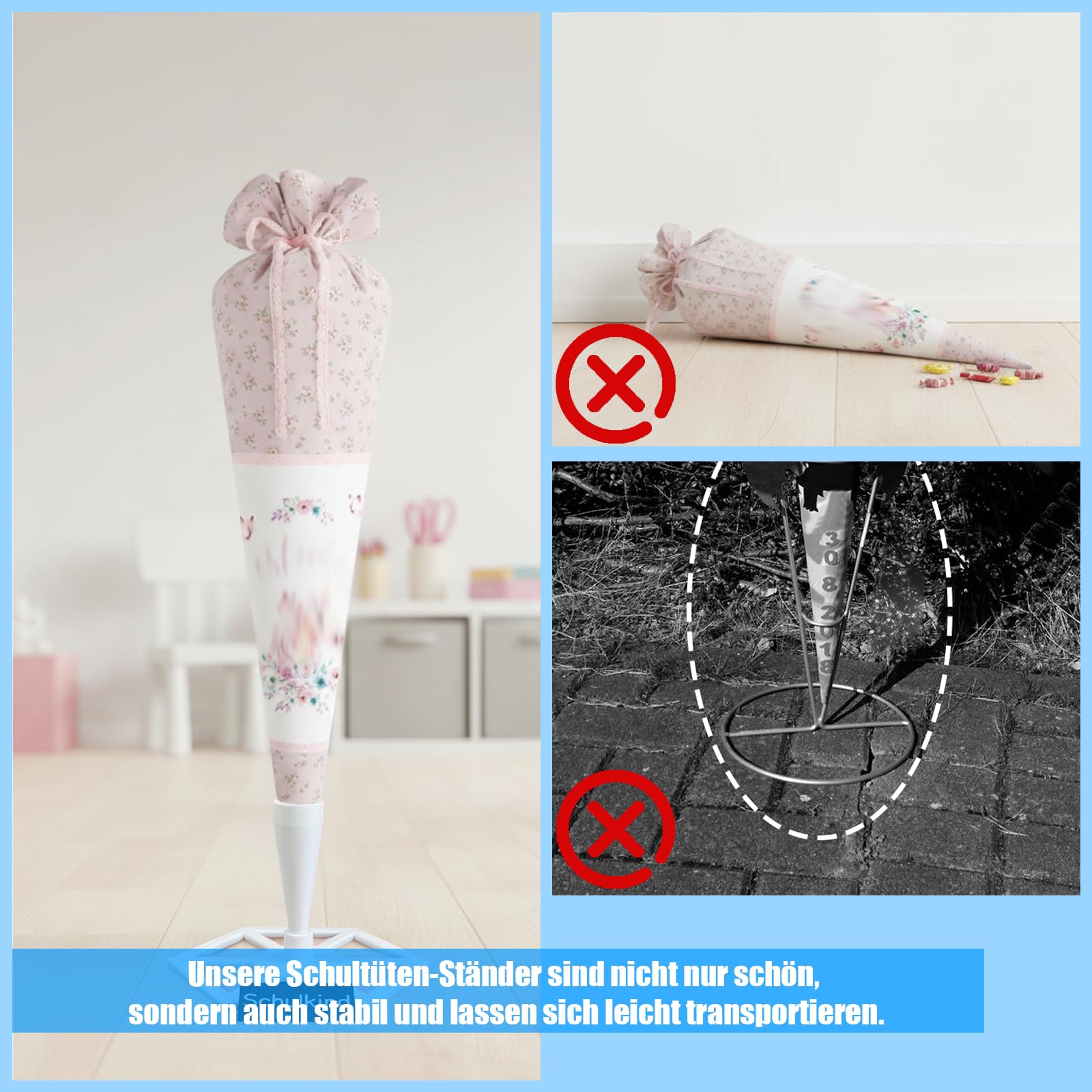 Schultüten-Ständer Weiß zuckertütenständer für eine einzelne große Schultüte