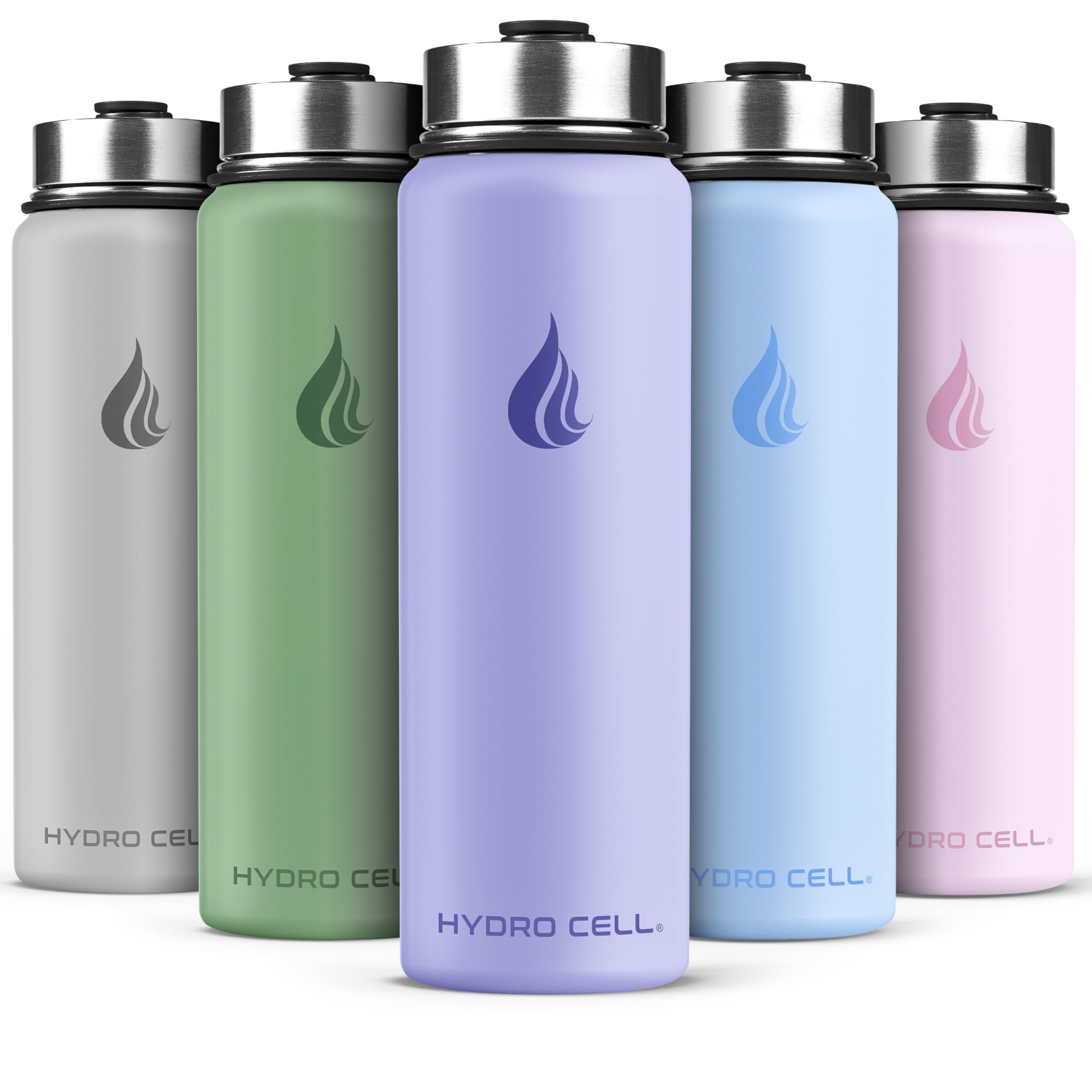 HYDRO CELL Stainless Steel Insulated Water Bottle with Straw - For Cold & Hot Drinks - Metal Vacuum Flask with Screw Cap and Modern Leakproof Sport