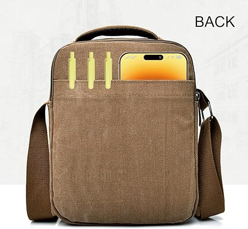 Miniatura 3 de Bolso bandolera para hombre, bolso cruzado de lona vintage, bolso de hombro, bolso pequeño para mujer, 8.8 x 11 x 3.5 pulgadas