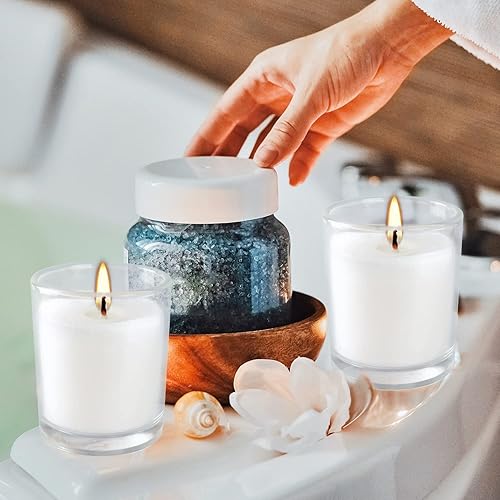 Miniatura 6 de Juego de 48 velas votivas blancas, velas sin perfume rellenas de vidrio transparente, regalo ideal para bodas, iluminación de emergencia,