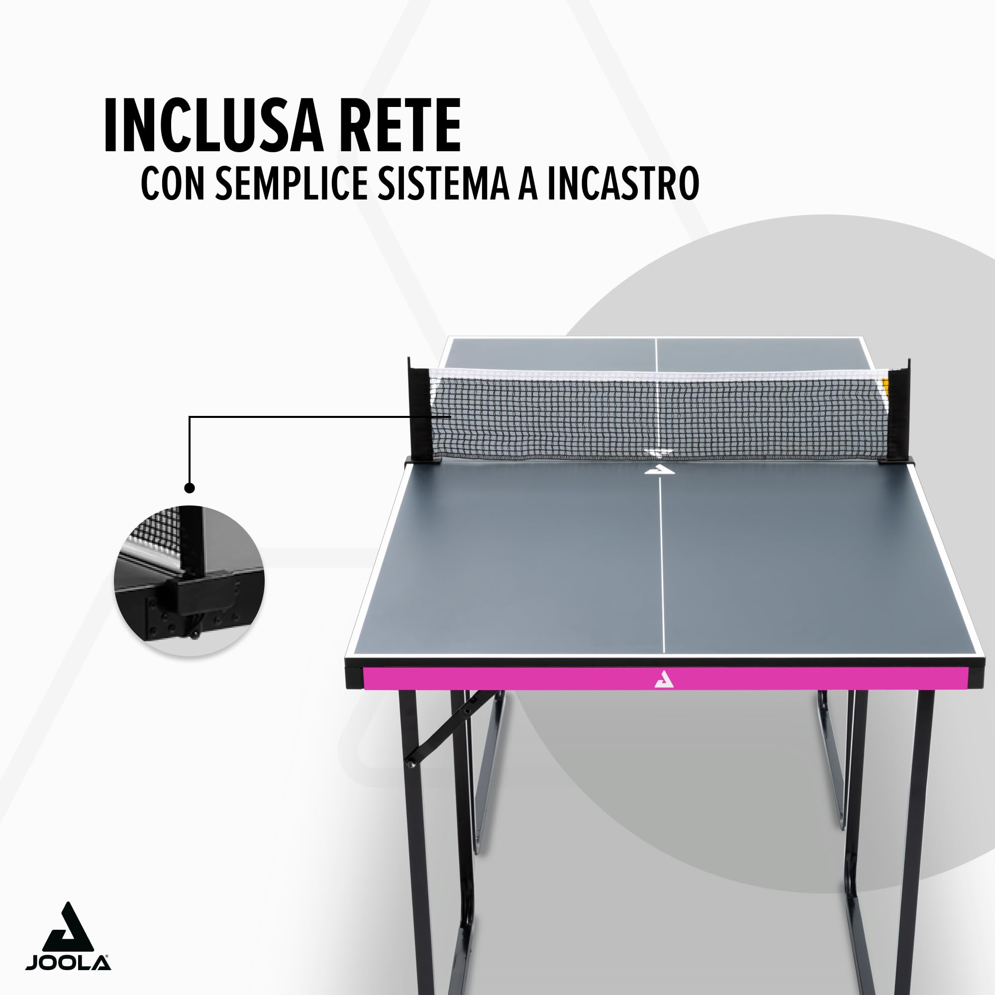 JOOLA Midsize X - Tavolo da ping pong compatto per interni, pieghevole, con rete, 152 x 76 cm