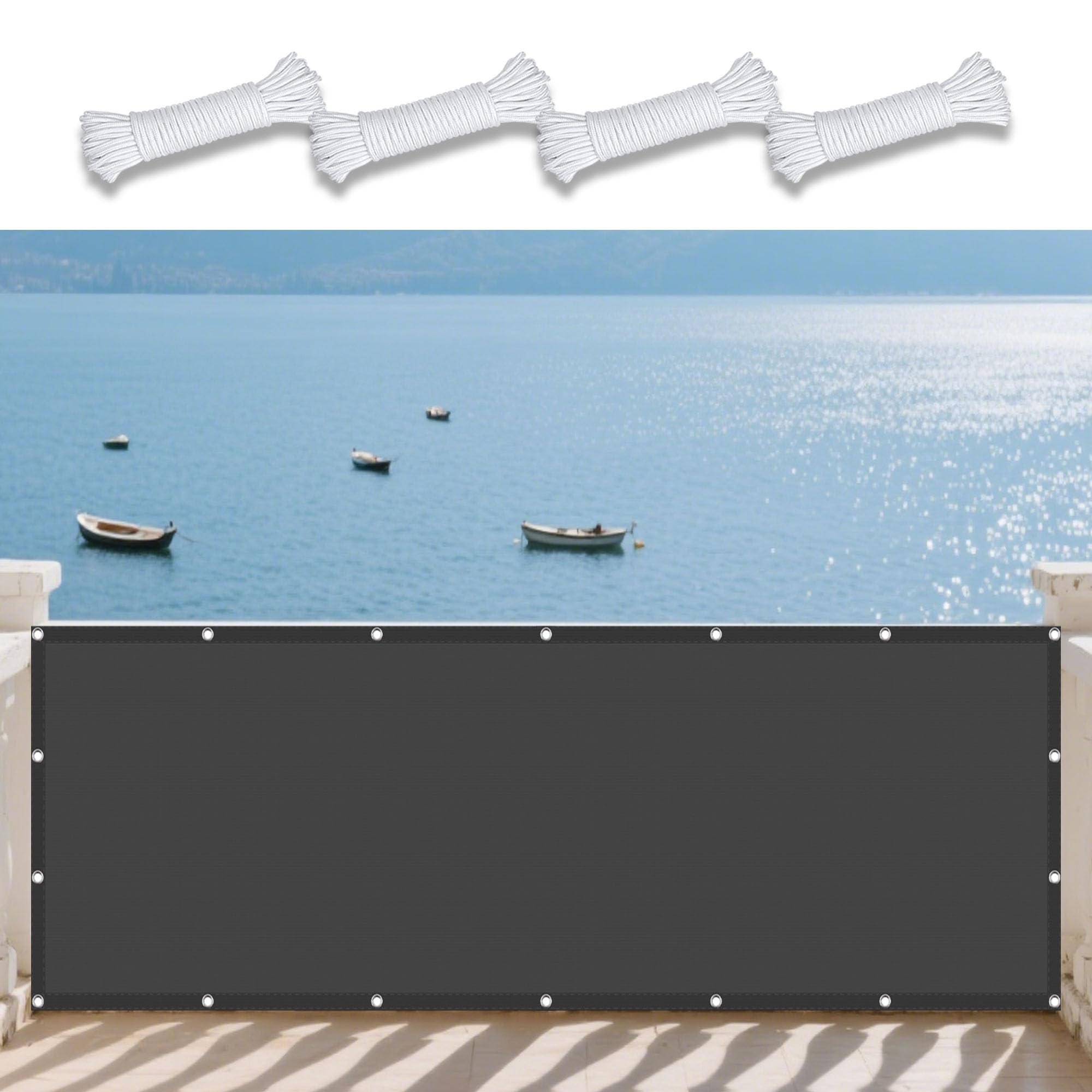 Toile d'ombrage imperméable pour balcon et jardin en gris contemporain