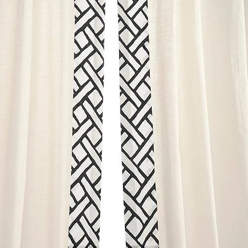 Miniatura 8 de HPD Half Price Drapes Cortinas de algodón sólido con bordes para dormitorio y sala de estar, 50 x 108, DTCC-SB220607-108 (1 panel) Garden Path Negro