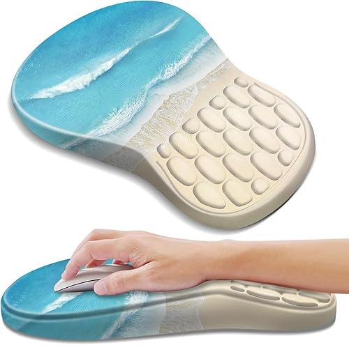 Vista 45 de YIWEI Alfombrilla de mouse ergonómica con soporte para muñeca, alfombrilla de mouse de espuma viscoelástica de gel para teclado de computadora