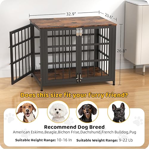 Miniatura 7 de Mueble jaula para perros de servicio pesado, varios tamaños y colores opcionales, jaula indestructible para perros de alta ansiedad con mesa de