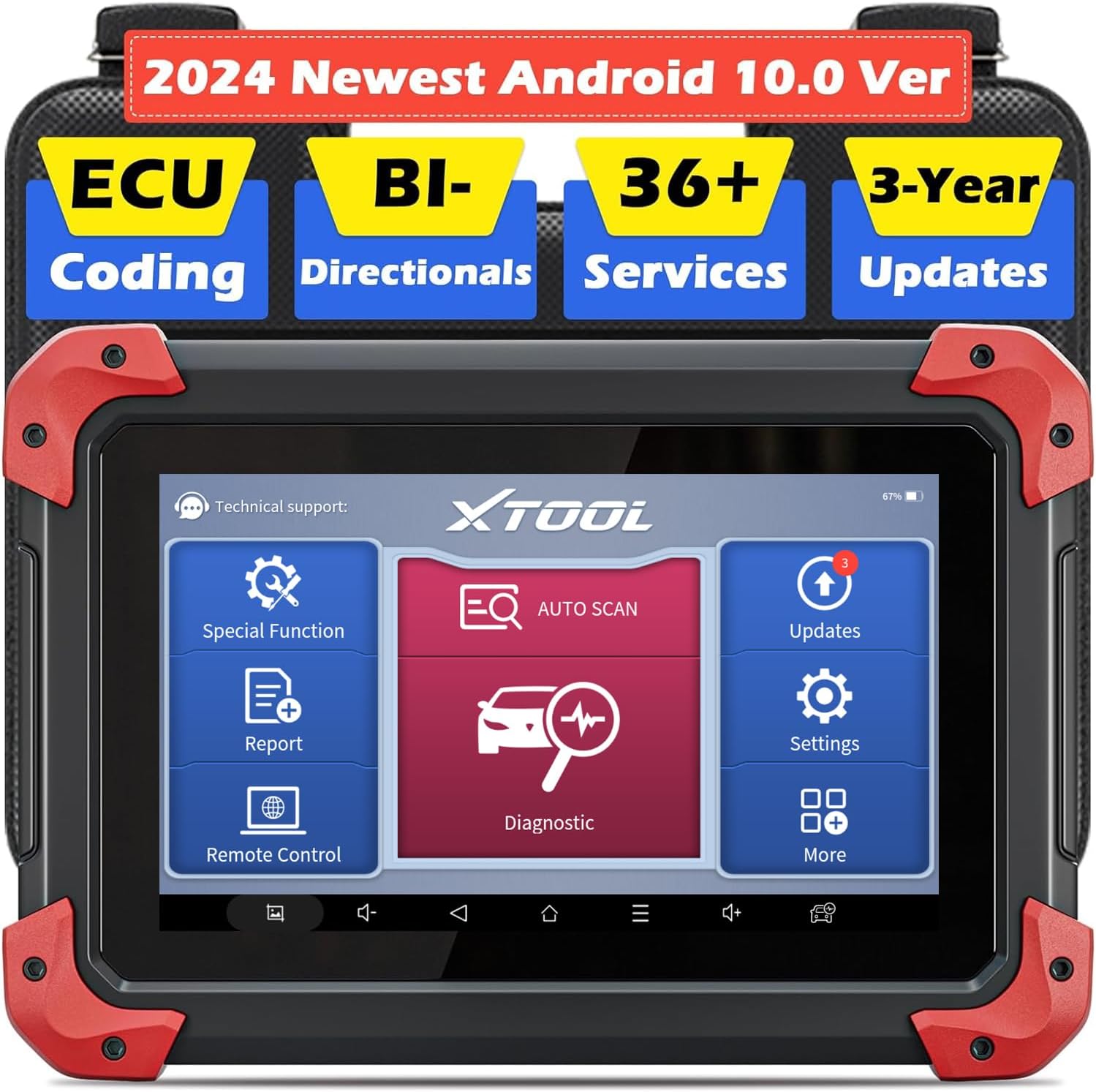 D7 OBD2 Scanner Diagnostic Tool with 3-Year Updates, 2024 Newest, Bi-Directional Scan Tool with ECU Coding, 36+ Services, Key Programming, Crankshaft Relearn, Full Systems Scanner for Car