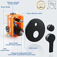 Vista 5 de SKOWLL Sistema de grifo de ducha de baño, montaje en techo, juego de cabezal de ducha LED de 12 pulgadas con válvula mezcladora de ducha de 2