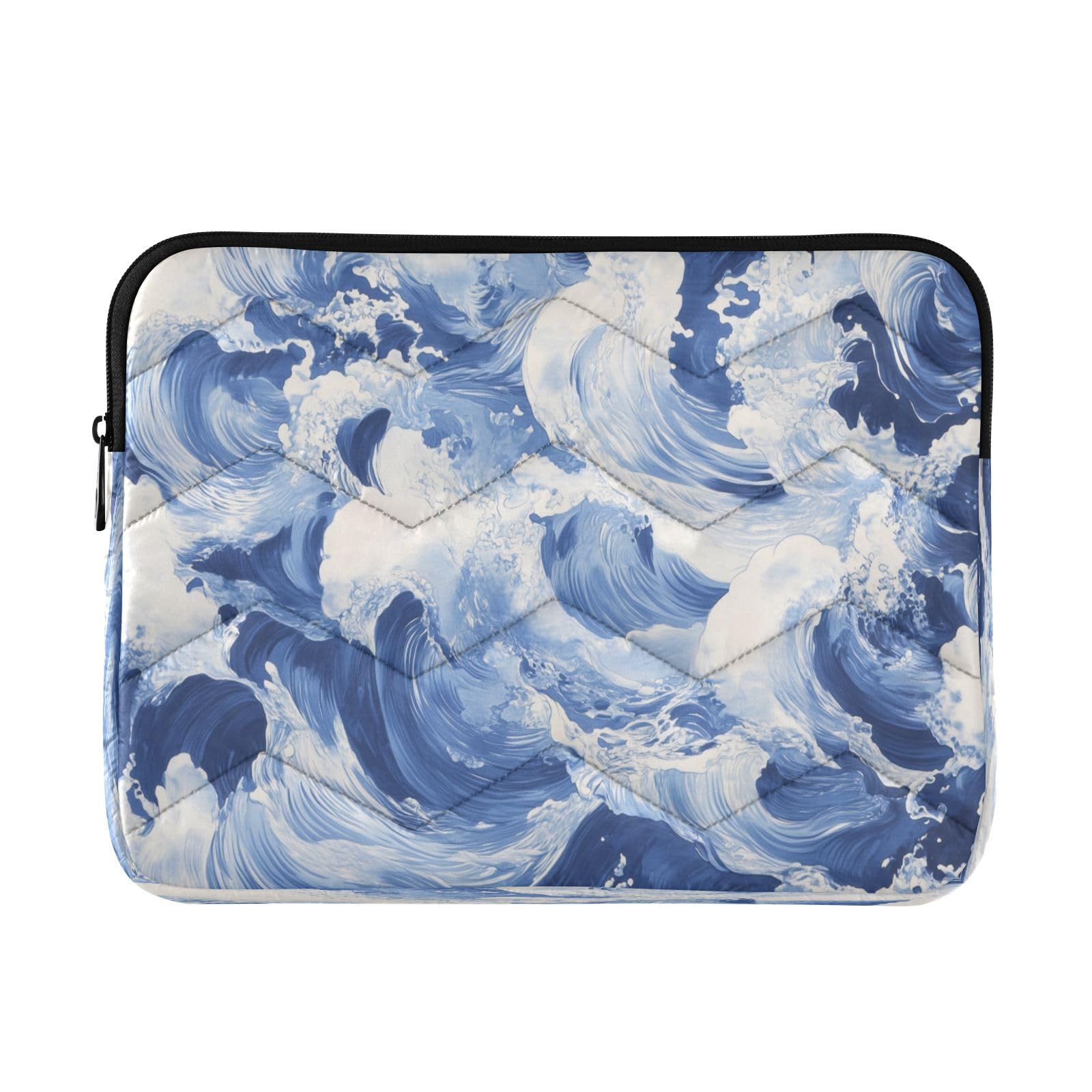 Ocean Waves Bluewhite Blue Laptop Sleeve for 13-13.3 in Water Resistant Portable Laptop Sleeve Bag Protective Case for Airport Carry on Travel