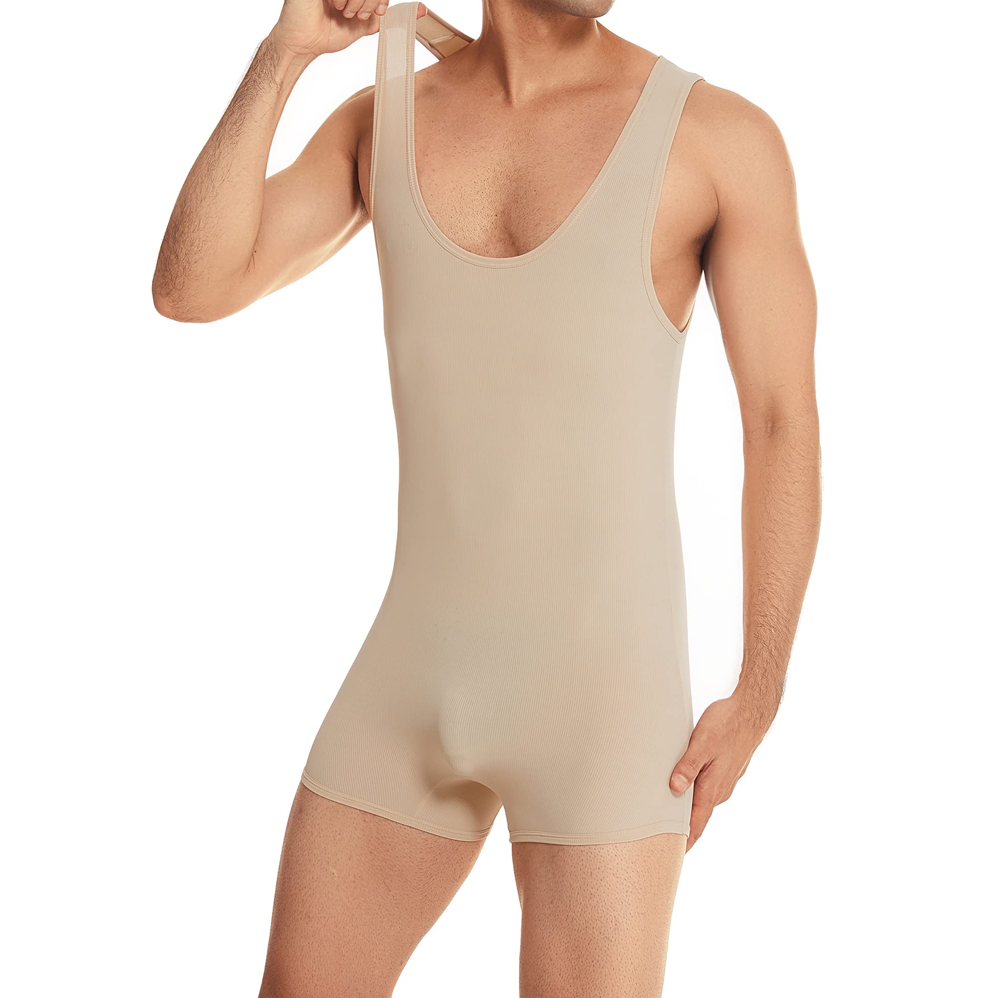 YUFEIDA Maglietta Sportiva da Uomo Body Slim Fit Body One Piece Active Shirt Sheer Soft Wrestling Singlet Bodywear
