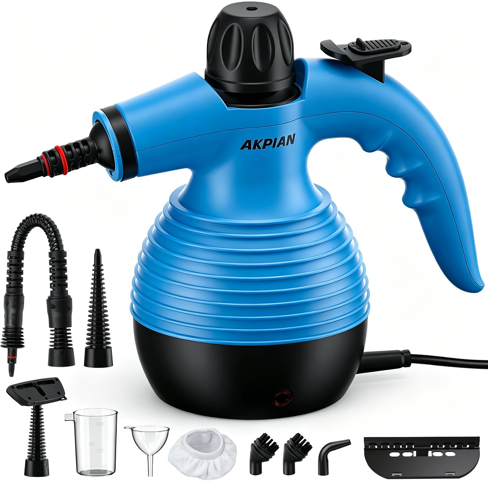 Nettoyeur vapeur à main 1050 W - Kit de 10 accessoires - Nettoyeur vapeur multifonction - Pour le nettoyage sans produits chimiques des joints de carrelage, fenêtres, plaques de cuisson, salles