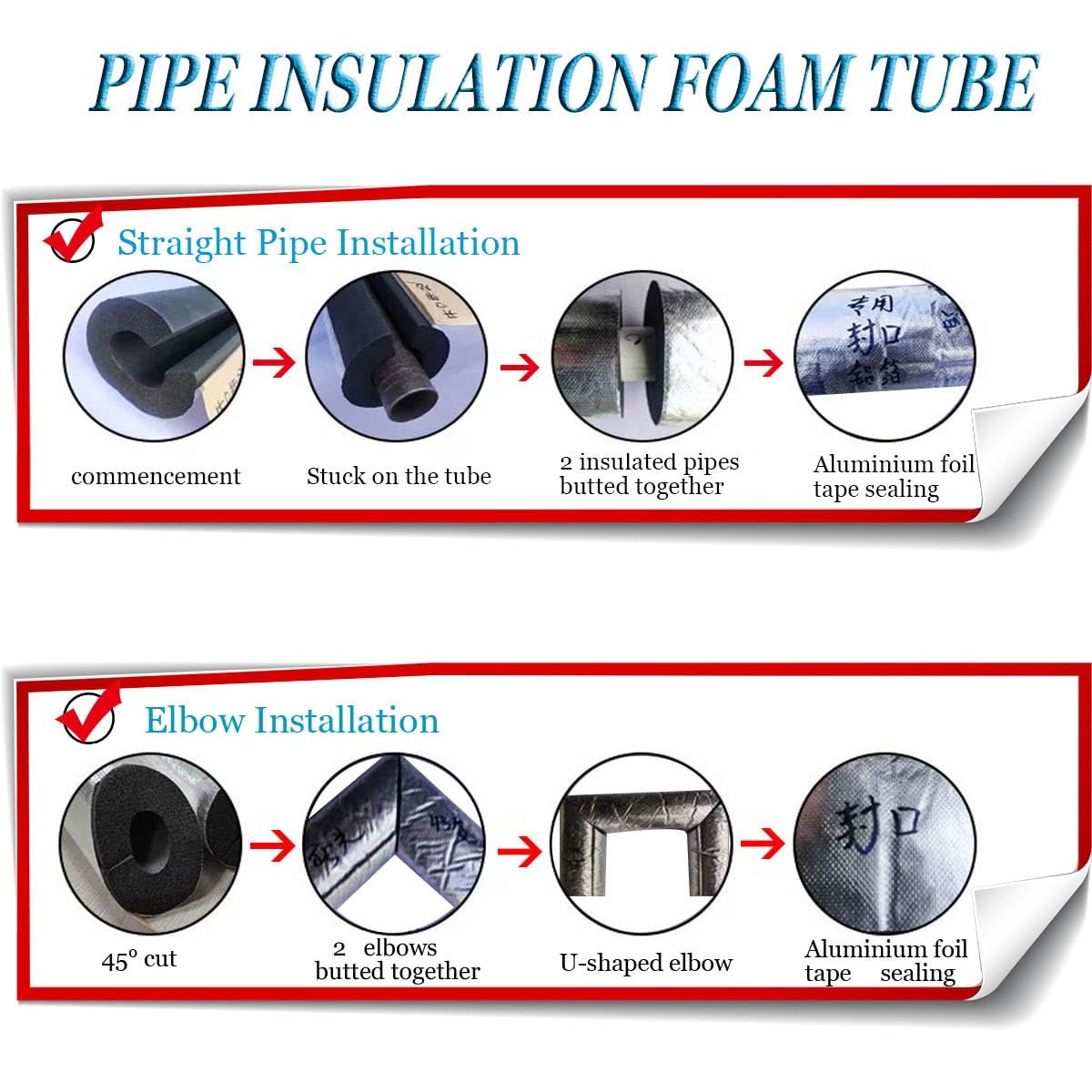1 Stks Pijp Isolatie Schuim Buis, Aluminium Folie Antivries Waterpijp Isolatie, Zelfklevende Pijp Isolatie Schuim Buis,Waterdicht/Vlamvertragend (maat: ID20mm(4points) xT10mm/L90cm