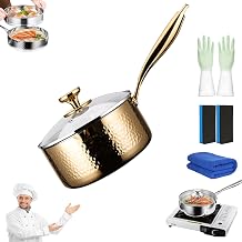 Pure Titanium Saucepan With Lid,No Coating Non Stick Titanium Hammered Saucepan,Ultra-Durable, Scratch-Resistant,Even Heating, Compatible With All Cooktops