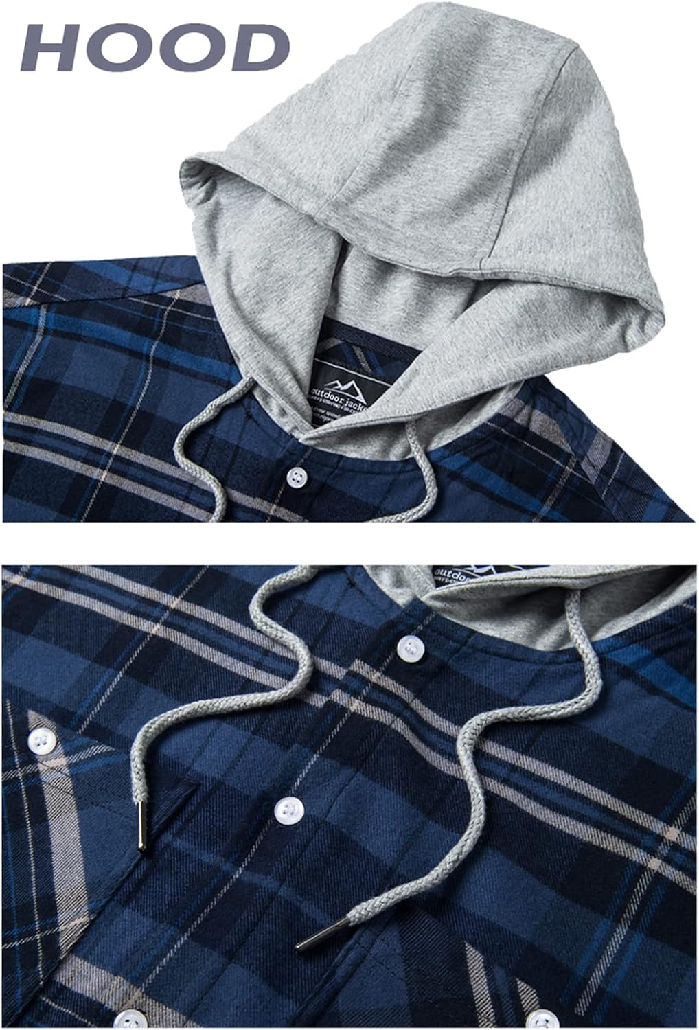 MAGNIVIT Mens Black and Grey Shirts Plus Size Shirts Plaid Shirts Fall Shirts Outdoor Shirts Hiking Shirts Fishing Shirts