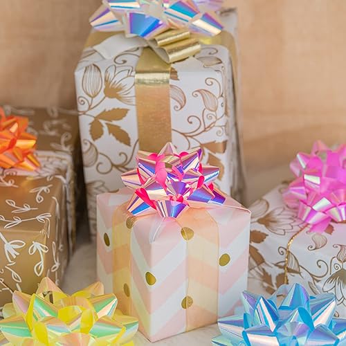 Vista 19 de WRAPAHOLIC Surtido de lazos de regalo azules (24 lazos) para cumpleaños, bodas, Navidad, baby shower, despedidas de soltera