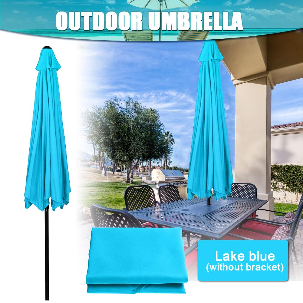 Housse de rechange pour parasol de 3 m, 8 baleines, pas de support de parasol, Bleu océan., 300cm, 8 Rippen