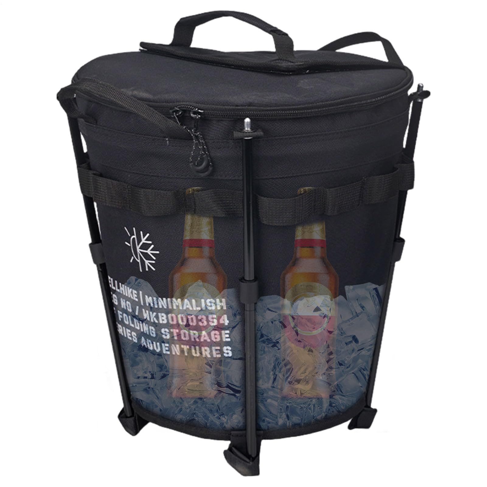 Cubo de hielo plegable – Dispositivo de refrigeración de camping para | exteriores de 20 litros, barril portátil con revestimiento aislante impermeable | Almacenamiento de hielo plegable
