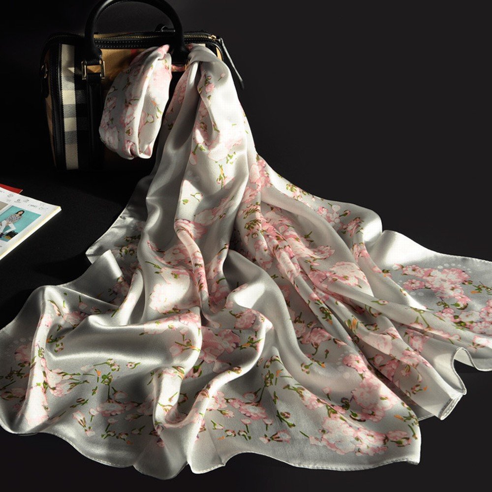 Foulard en Soie Satin de Soie Femme Printemps Et Automne Foulard en Soie Écharpe en Soie,B