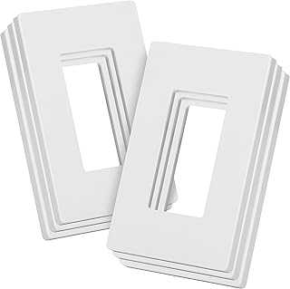 Bates- Screwless Decorator Wall Plates, Switch Plate Covers, 6 Pack, Screwless Wall Plates 1 Gang, White Switch Plate Covers, Switch Cover Plate, Wall Switch Cover, Electrical Outlet Cover Plate