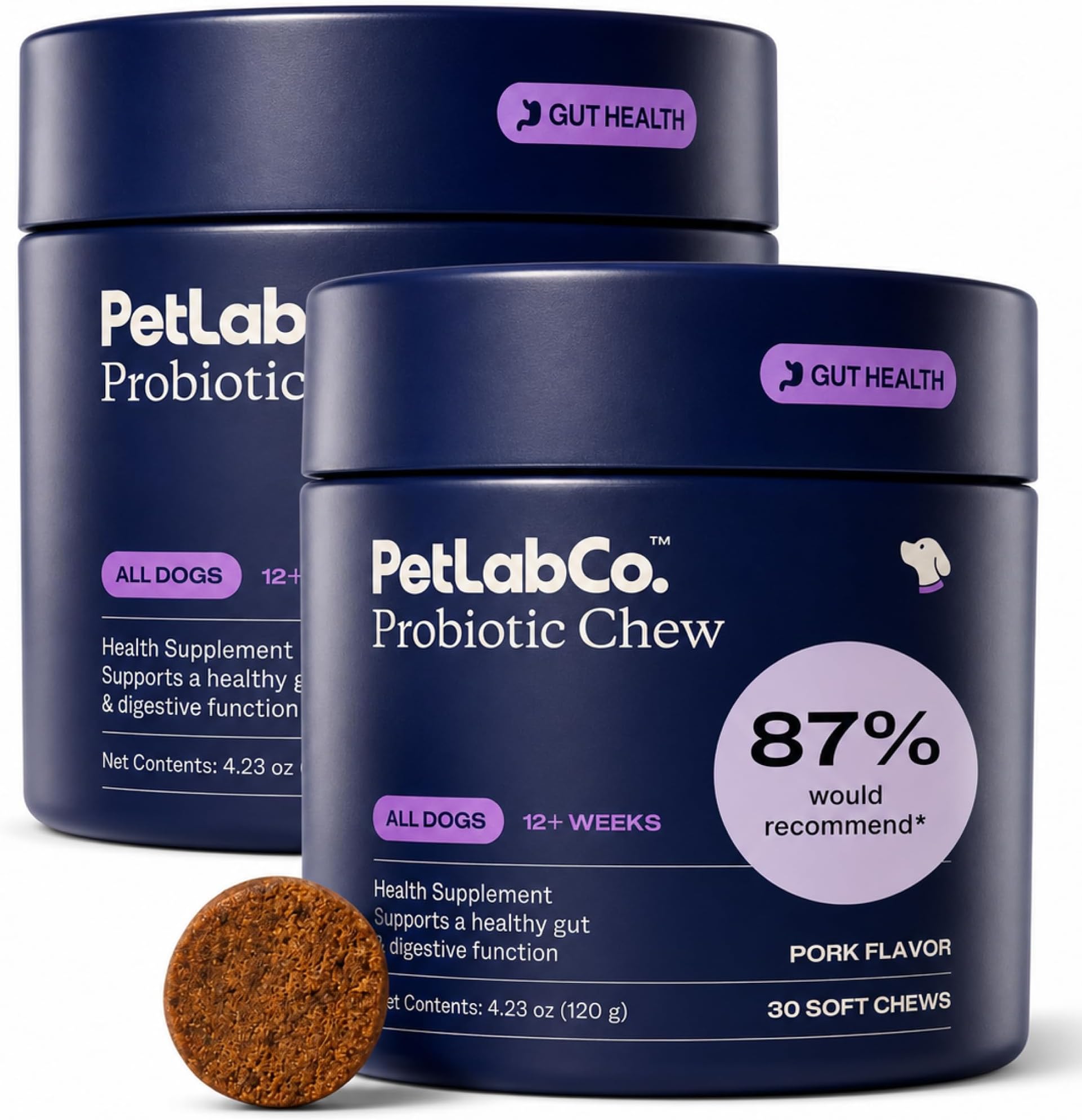 PetLab Co. Probiotics for Dogs, Support Gut Health, Diarrhea, Digestive Health & Seasonal Allergies - Pork Flavor - 30 Soft Chews - Packaging May Vary (Value 2-Pack)