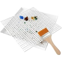Stained Glass Cutting Mat with Tray, Double-layer Grids Board for Scoring and Cutting, Removable Stained Glass Supplies with Cleaning Brush for DIY Hobby Projects12.2''x12.2''