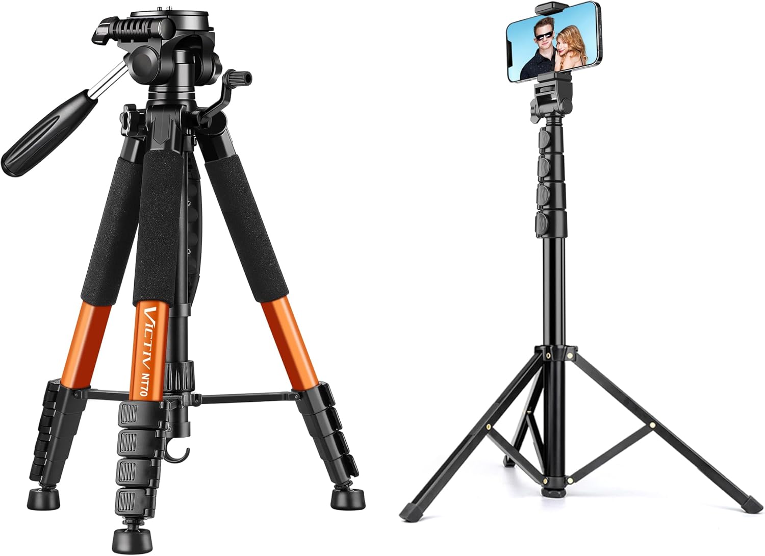 VICTIV Camera Tripod and Phone Tripod, Adjustable 74 Camera Tripod Stand, Tall 70 Tripod for Smartphone