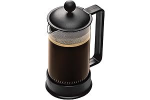 Bodum 12 oz Brazil French Press Coffee Maker, High-Heat Borosilicate Glass, Black...