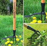Grampa's Weeder - Oryginalne narzędzie do wyciągania chwastów z długim uchwytem - wykonane z prawdziwego bambusa i 4-pazurowej stalowej głowicy - łatwe usuwanie chwastów bez zginania, ciągnięcia lub