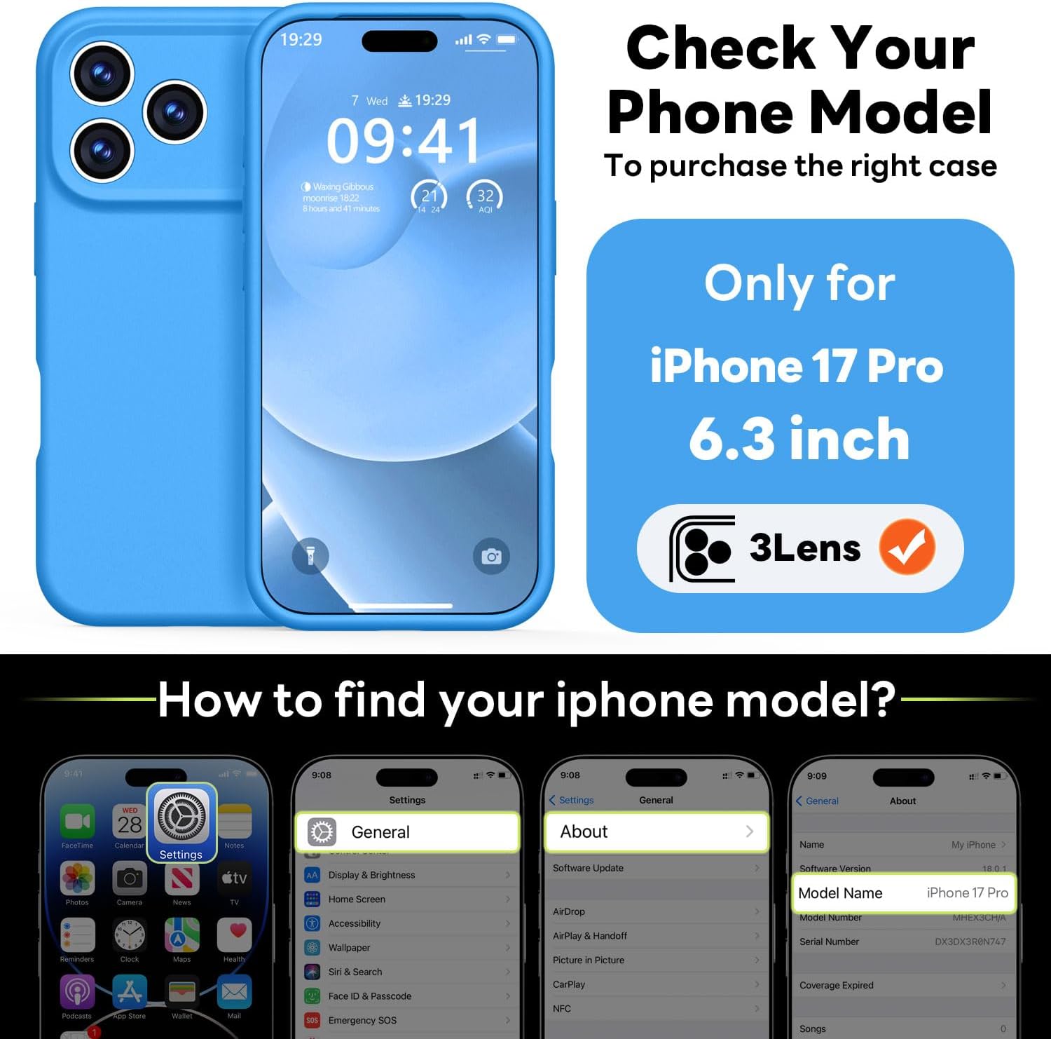 vooii magnetic for iphone 17 pro case, compatible with magsafe (premium liquid silicone) (integrated camera control button) full body protective anti-scratch microfiber lining 6.3", blue blue iphone 17 pro