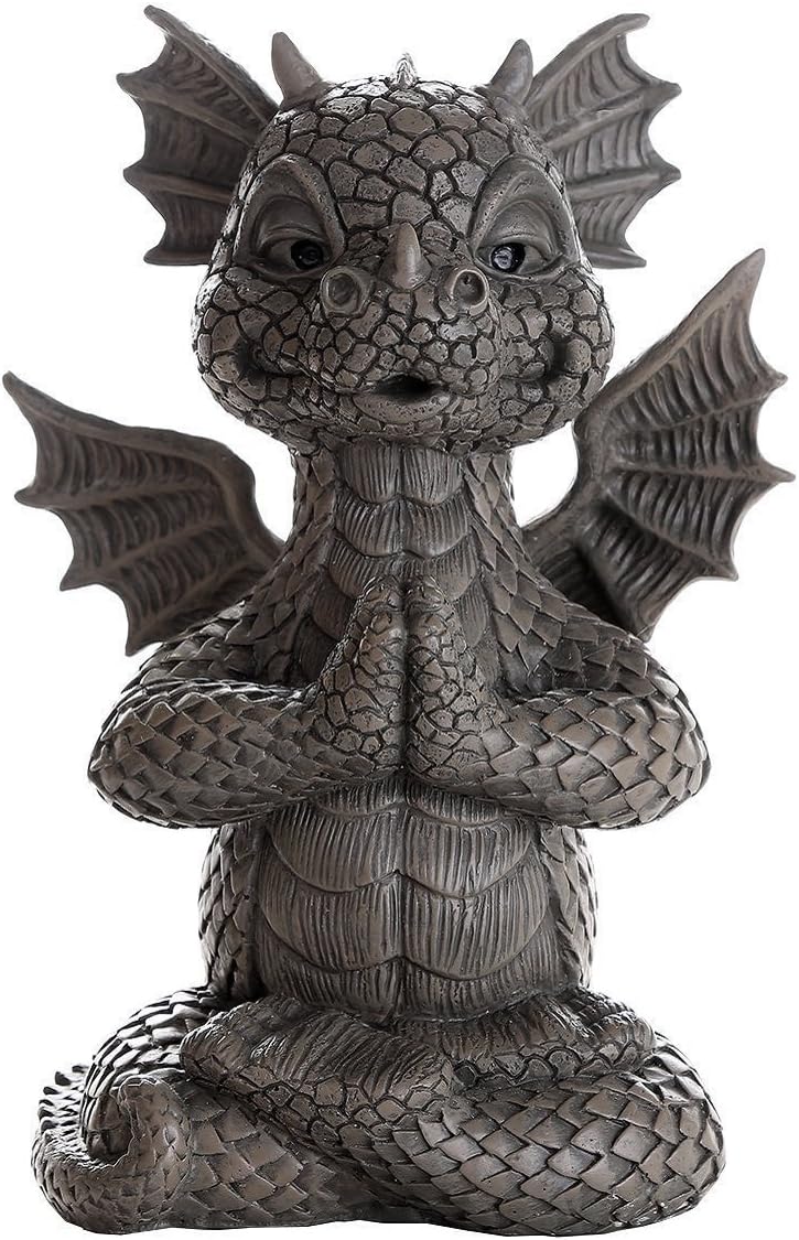 Pacific Giftware Garden Dragon Meditating Yoga Dragon Garden Display Decorative Accent Sculpture Stone Finish 10 Inch Tall