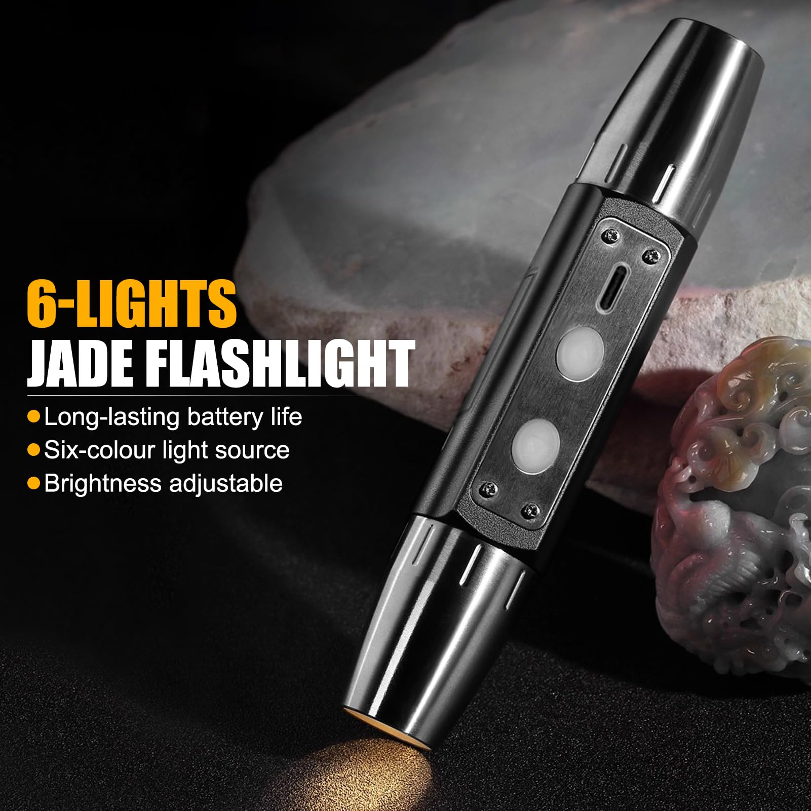 Topyond Lampe De Détection De Lumière D'évaluation De Jade, Outil D' identification De Pierres Précieuses, Torche LED, Lampe De Poche Pour L' identification De Bijoux