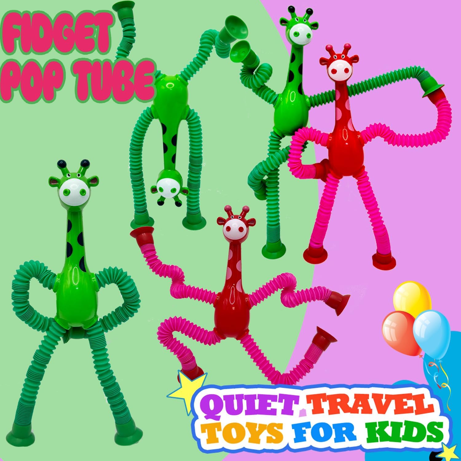 Easter Basket Gifts for Toddlers,Travel toysToys for Kids with Autism,Autism Sensory Products,Suction Cup Toy,pop Tubes Giraffe Stress and Anxiety Relief for Kids 3 4 5 6 7,Christmas Easter Gifts