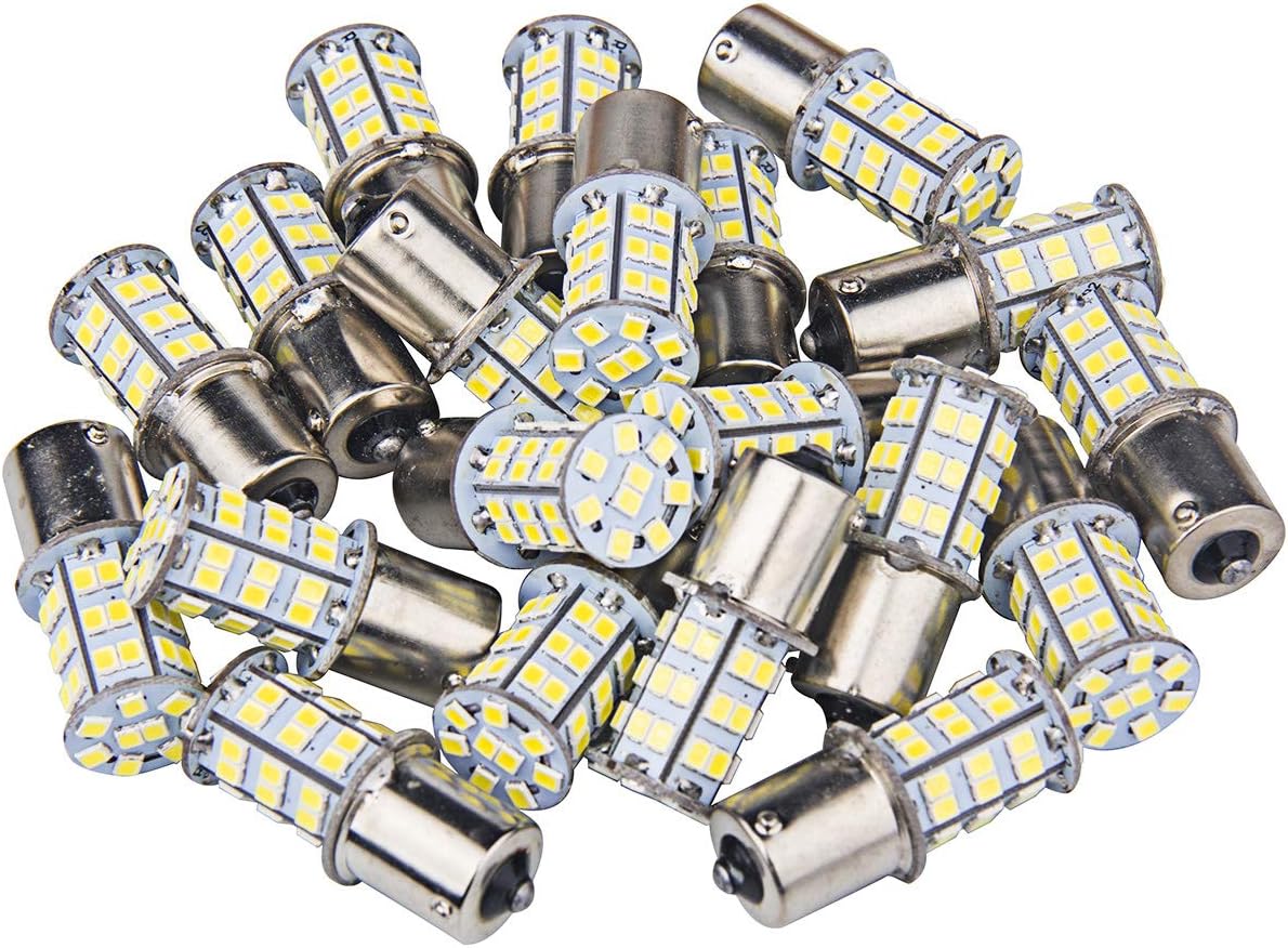 1voi Extremely Bright 1156 1141 1003 1073 BA15S 7506 50 SMD 3014 LED Replacement Light Bulbs for RV Indoor Lights 12V DC,Pack of 20, Natural White(4000K)