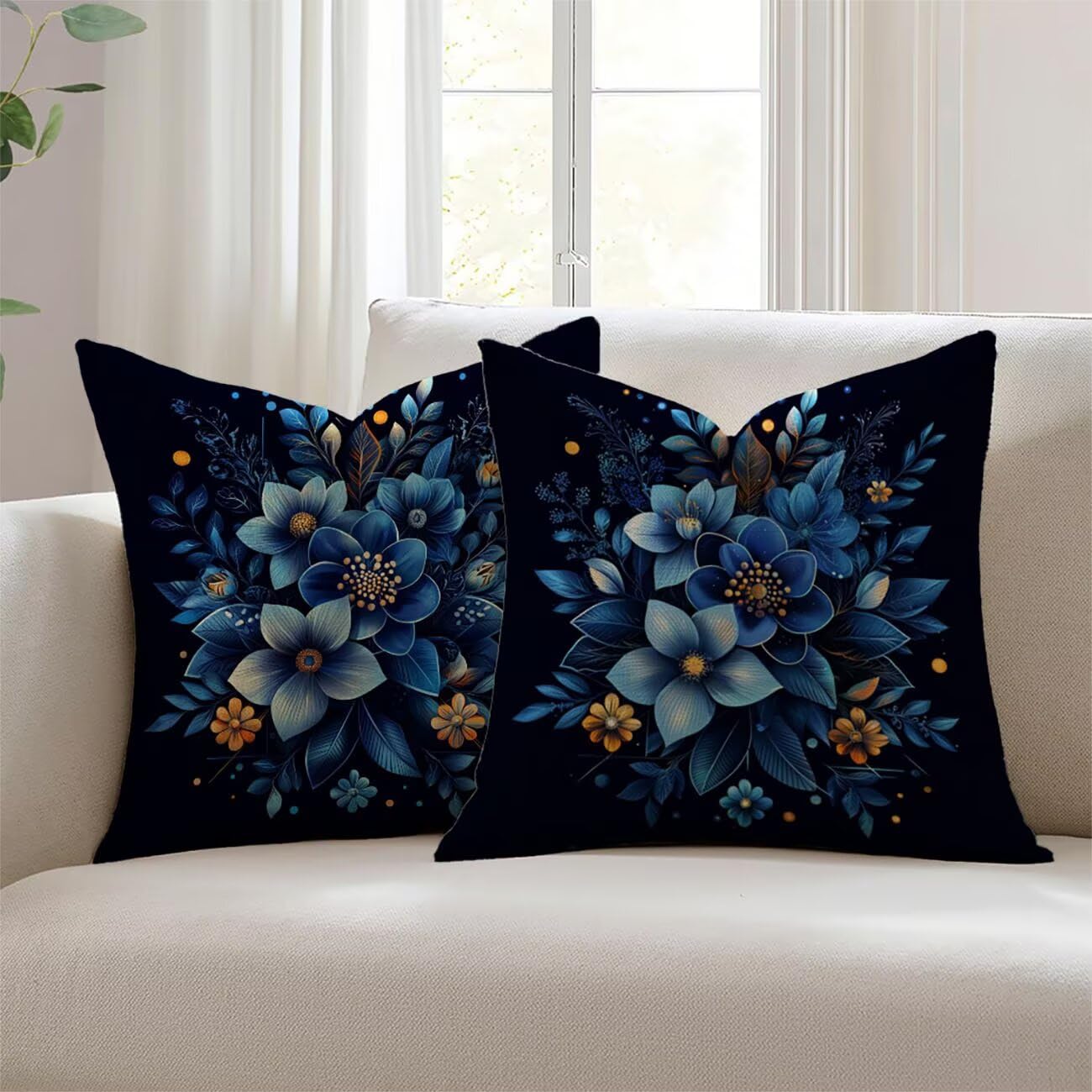 Housse de coussin 24x24inch extérieur impérial rétro floral Lejnlnng pour canapé de jardin lot de 2