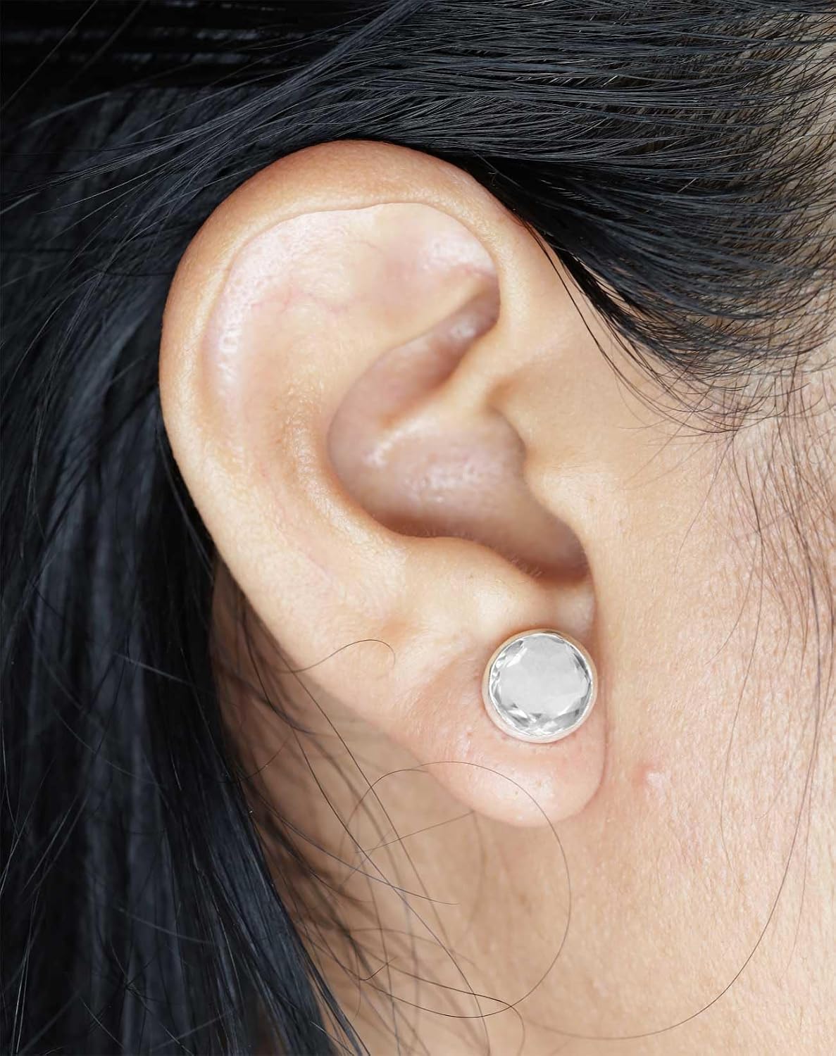 Handmade Genuine 925 Sterling Silver Stud Earring Natural Gemstone Lapis, Rose Quartz, Pearl, Onyx Round Boho Jewelry For Women