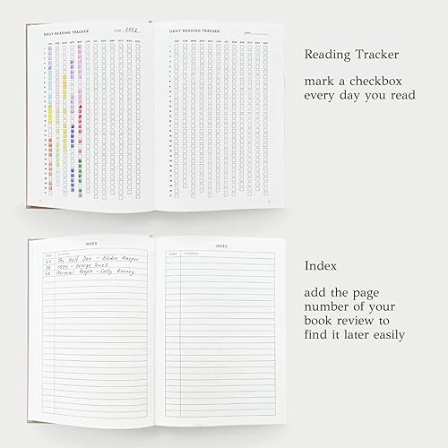 Miniatura 5 de Kunitsa Co. Diario de Lectura - 52 reseñas. Revisa y rastrea tu lectura. Diario de libros para amantes de los libros y lectores. Beige