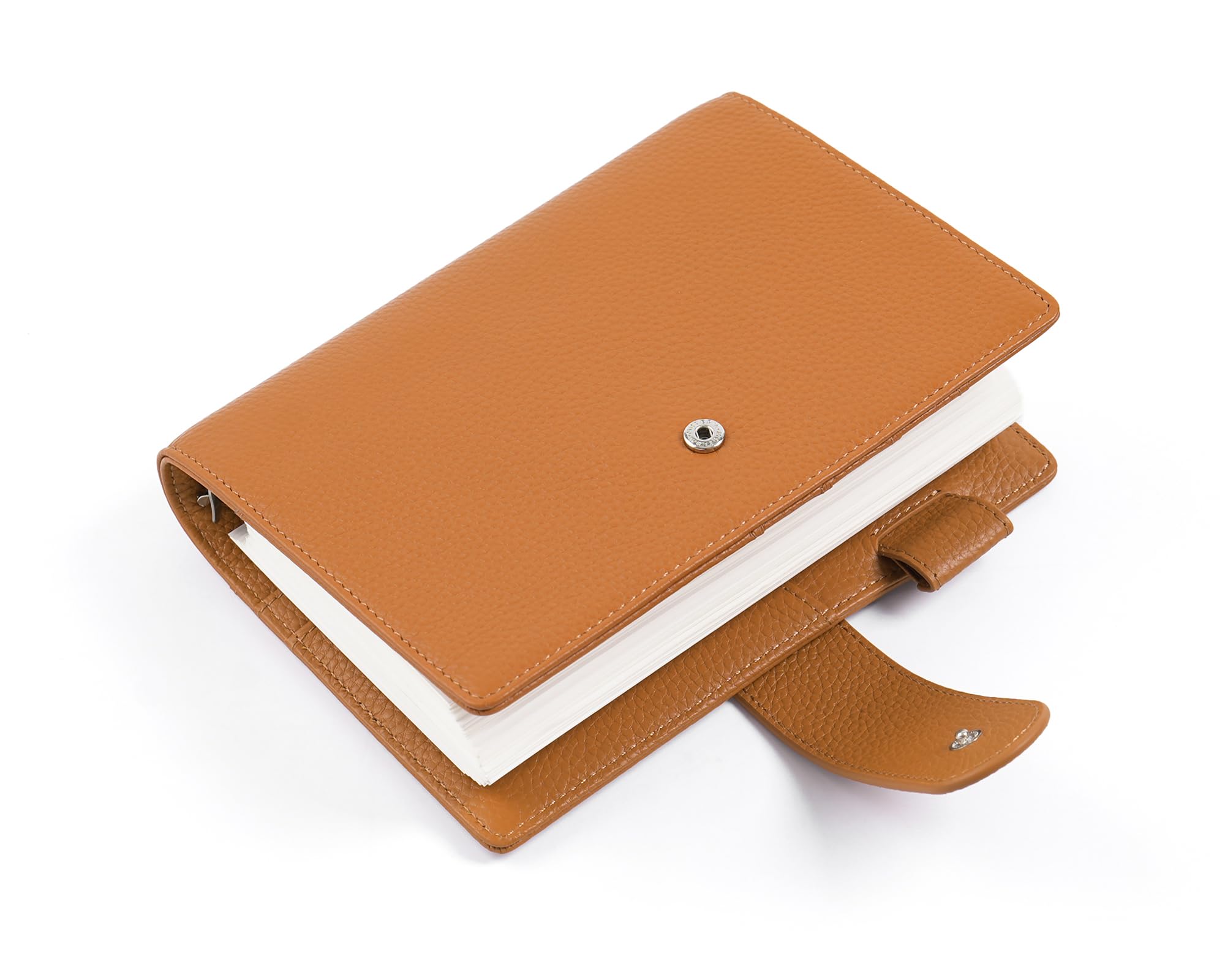 Moterm Elite Personal Rings Planer - Organizador de anillas de piel auténtica, sin compartimento trasero grande (gravilla naranja, anillo de 25 mm)