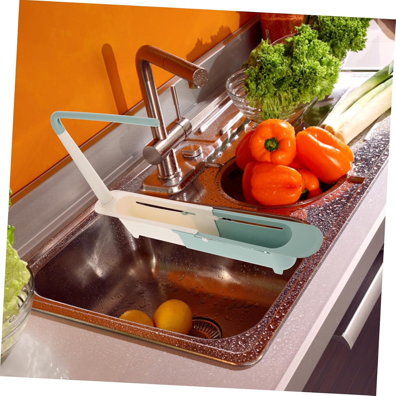 Expandable Kitchen Sink Draining Rack Adjustable Sink Storage Shelf for Dishcloths and Utensils 304 Stainless Steel Space-Saving Towel Organizer for Home Use