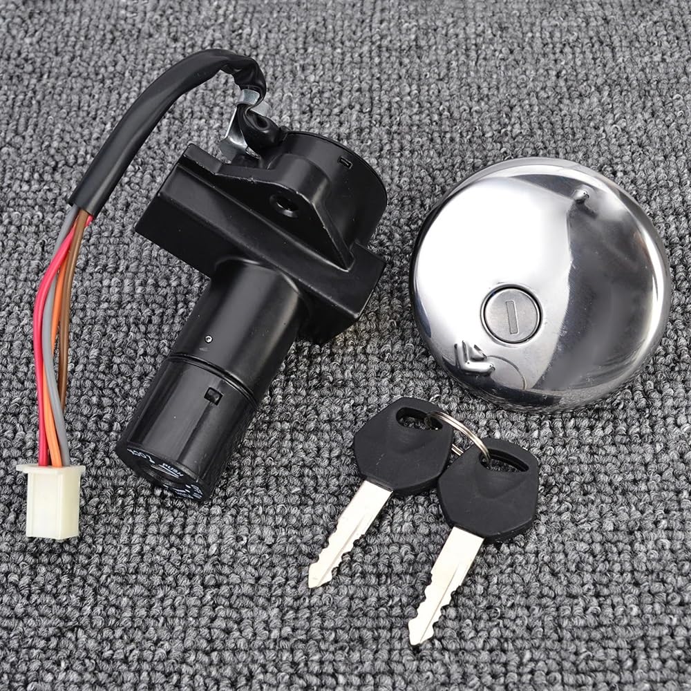 Serrure Démarreur Moto pour Suzuki GN250 1985-2001 Kit D'interrupteur D'allumage De Moto Ensemble De Bouchon De Réservoir De Carburant avec 2 Clés Serrure D'Allumage Moto