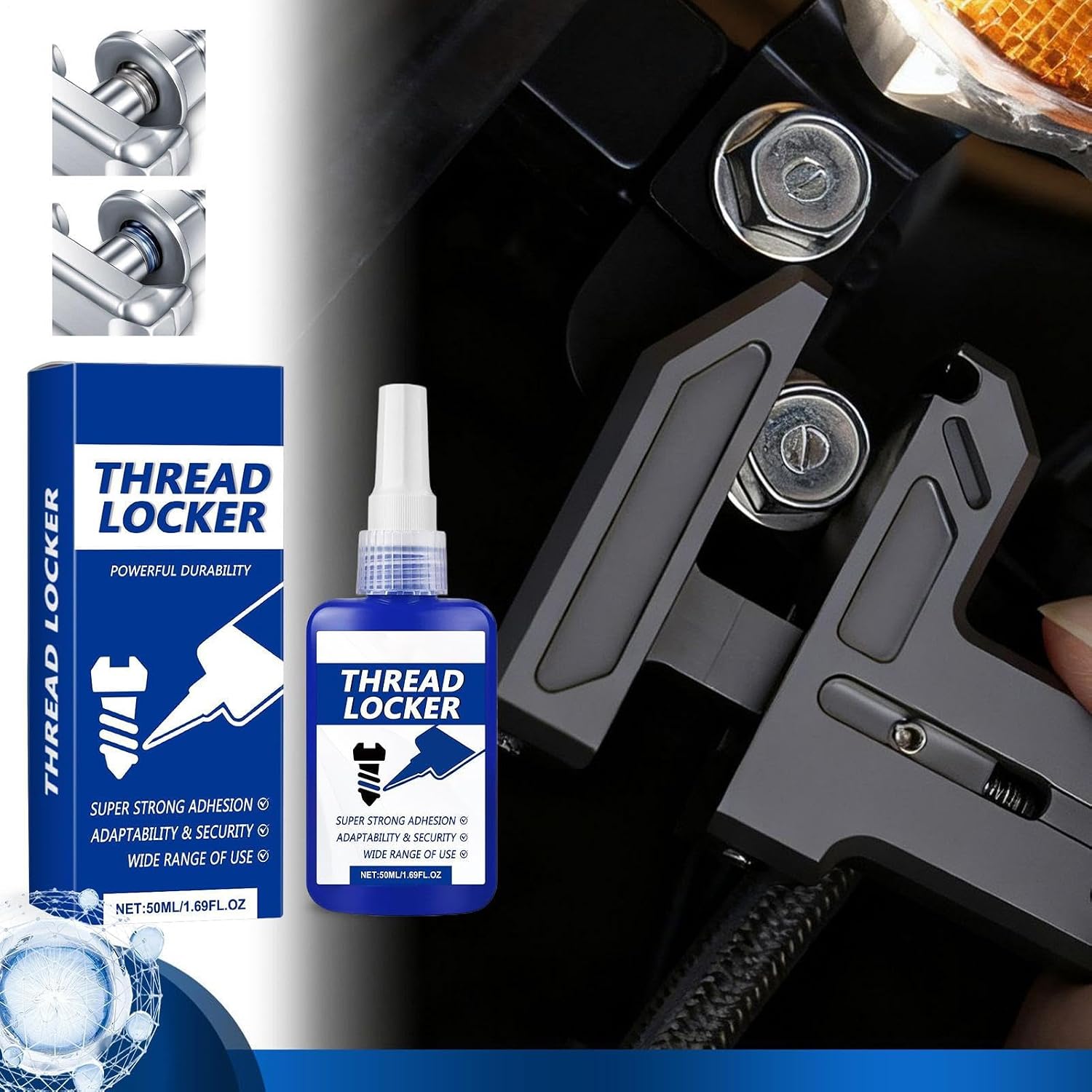 Loosening Adhesive, 5.7x15.5cm 50ml Thread Locker Glue, Waterproof Removable Sealant for Bolts, Screws, Nuts, DIY, Home Repairs, Industrial Use