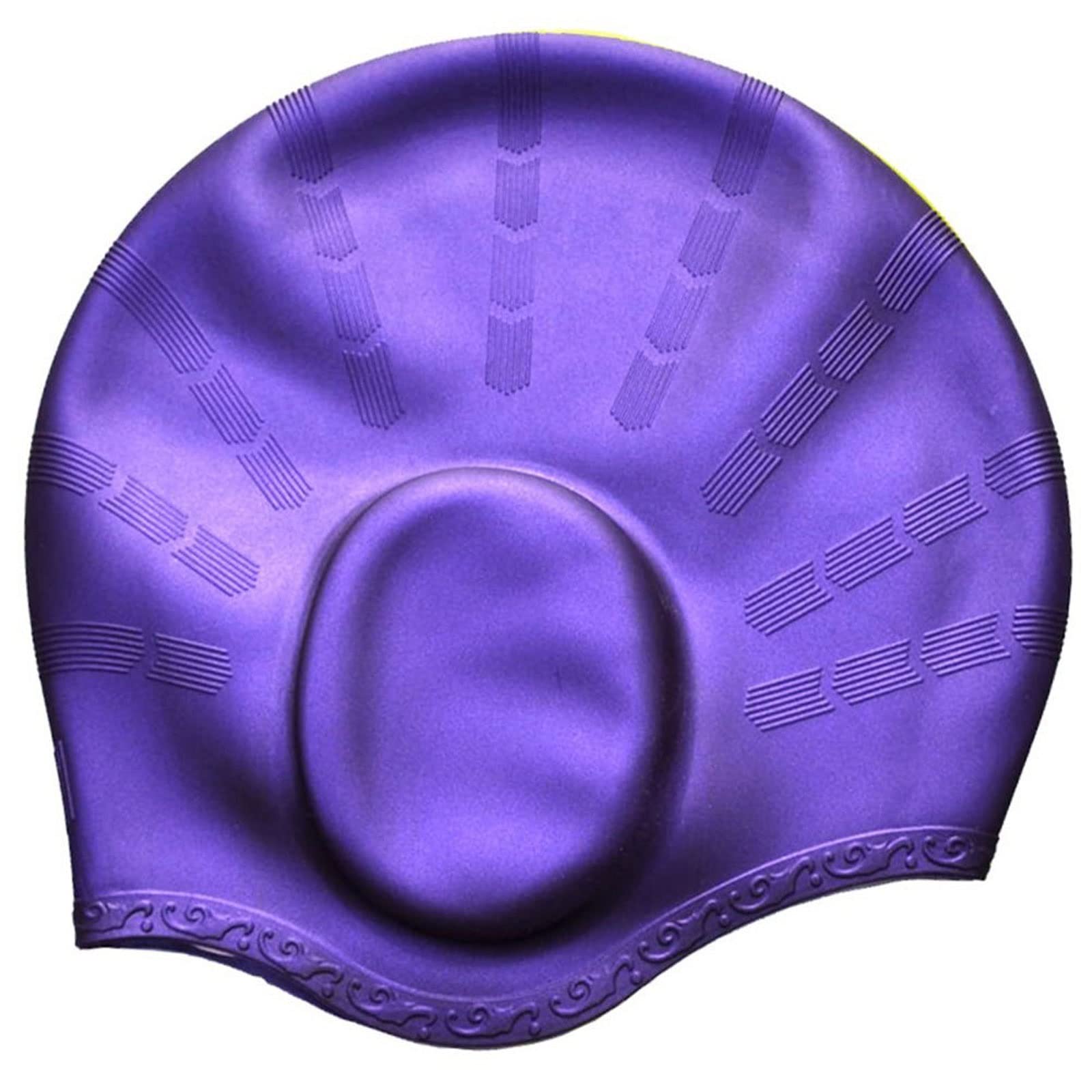 Badekappe für Herren und Damen, Silikon-Gummi, 3D-ergonomisches Design, Ohrtaschen für Erwachsene, wasserdichte Badekappe, Schwimmkappe (3)