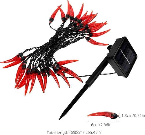 Miniatura 7 de Uonlytech 1 juego de luces de cadena de chile rojo decoración de pesebre para exterior Jalepeño pimienta chile hada luz de cocina luces decorativas