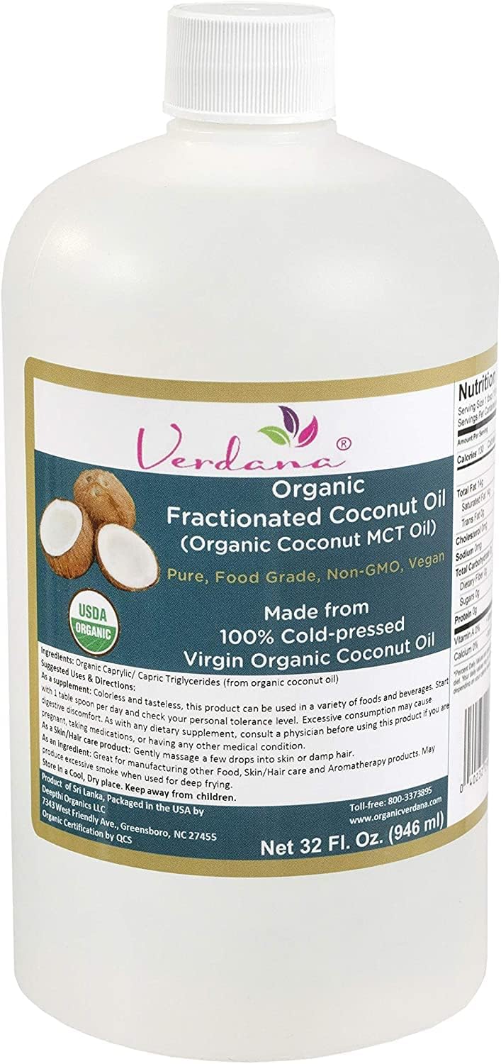 Verdana USDA Certified Organic Coconut MCT Oil Fractionated Coconut Oil 100 Pure