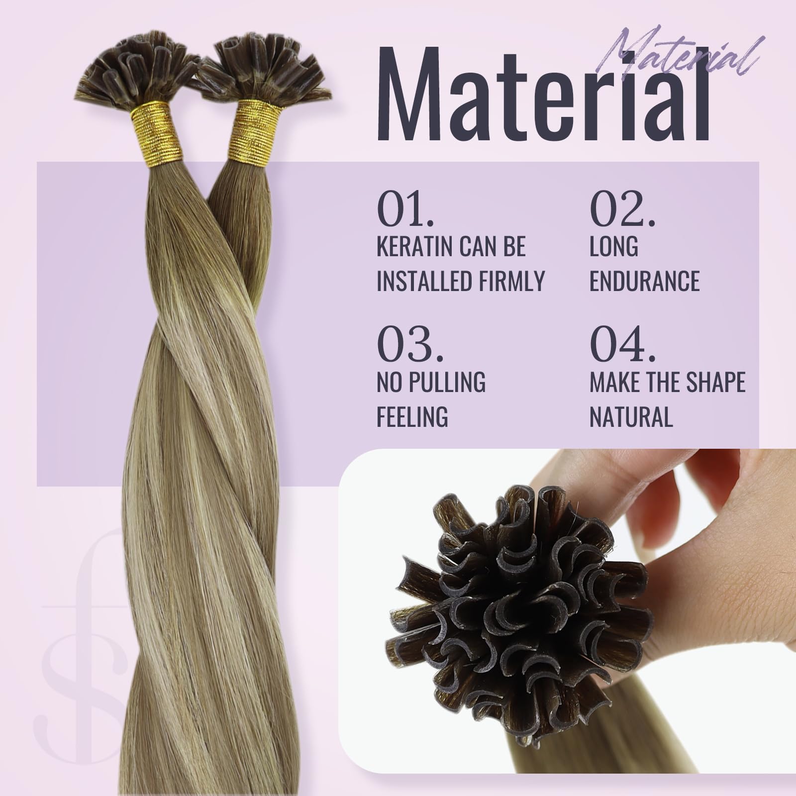 Fshine Capelli Veri Extension Cheratina 50g 50CM Balayage Marrone Chiaro Highlights Ash Blonde Lisci Brasiliani Capelli Color 2 Extension 1g/ciocca U-Tip Remy Extension Capelli Veri