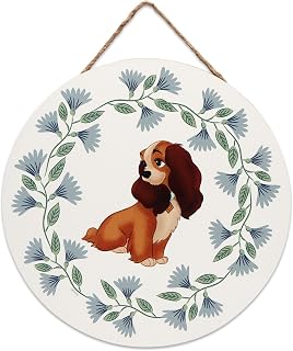 Disney Lady and the Tramp Hanging Wood Wall Decor | Elegant Pup Sign for Bedroom or Living Space