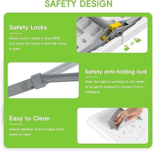 Miniatura 4 de HLPB Juego de mesa plegable de pícnic, mesa de campamento de 6 pies con 2 bancos, muebles plegables portátiles para interiores y exteriores para