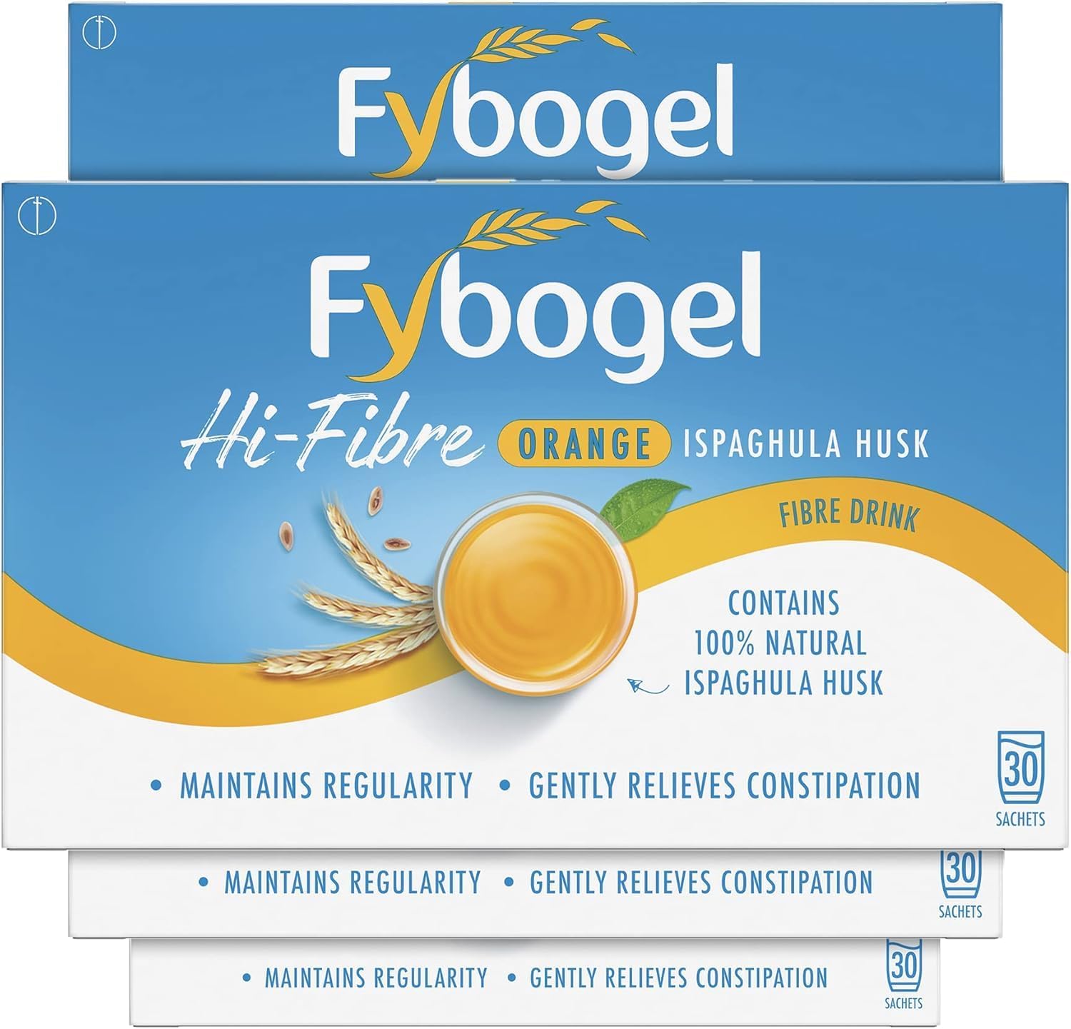 Fybogel Orange Fiber Supplement Sachets, 30 Count - Natural Digestive Support, Gentle Relief, Easy Mix Powder, Daily Use, Convenient Packets for Regularity, Healthier Lifestyle (2)