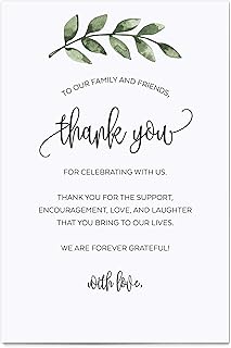 321Done Greenery Thank You Place Setting Cards, 4x6 White, Made in USA - Watercolor Green Leaves, Table Placecards for Wedding, Party, Retirement, Graduation, Birthday, Shower, Baby, Bridal, 50-Pack