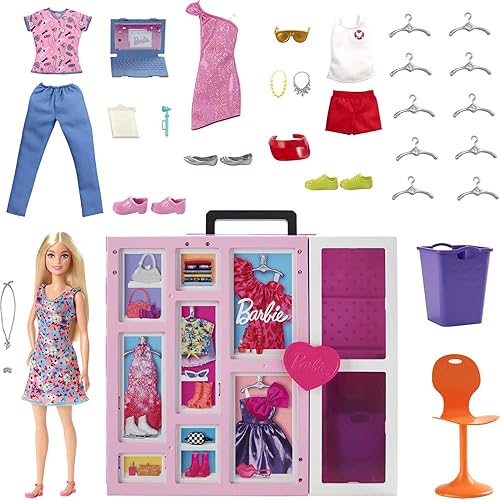 Immagine del prodotto Barbie- Armadio dei Sogni Playset con bambola bionda, largo più di 60cm, 30+outfit e accessori, Giocattolo per Bambini 3+Anni,HGX57
