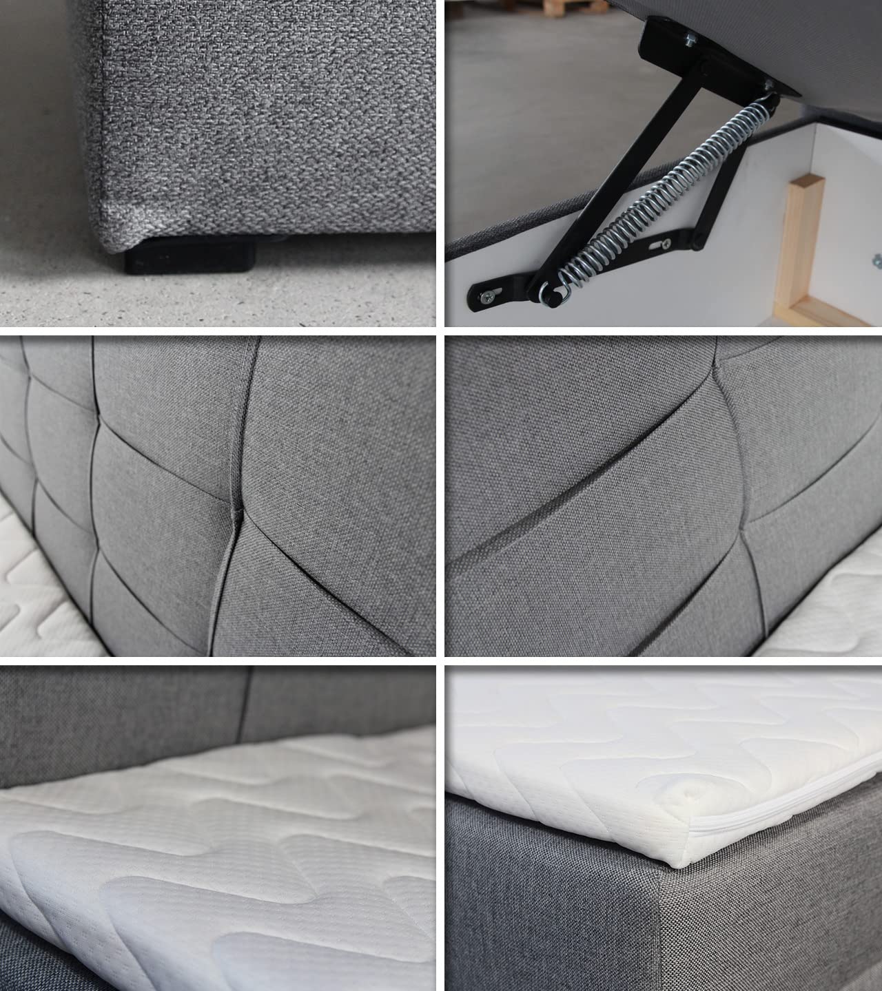Sofnet Boxspringbett Best Mini mit Bettkasten und Matratzentopper - Einzelbett mit Bonell-Matratze und Topper, Polsterbett, Bett, Schlafzimmer (120 x 200 cm, Graphit (Inari 94))