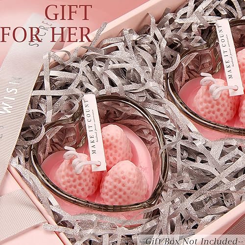 Miniatura 5 de Velas perfumadas de fresa cristal en forma de corazón velas de aromaterapia para mujeres día de San Valentín día del mes cumpleaños aniversario de